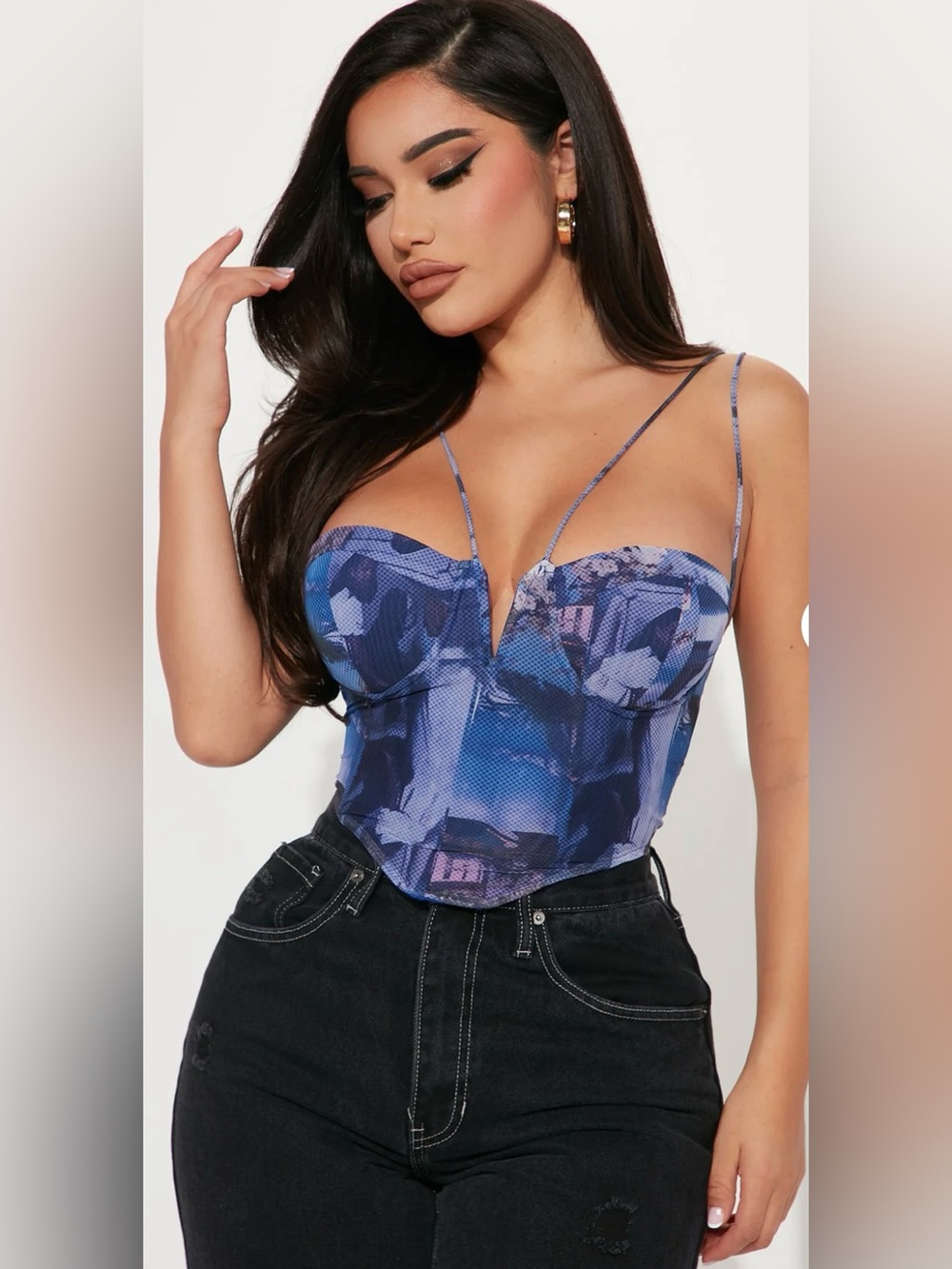 X-large Fashion Nova Blue Corset Top